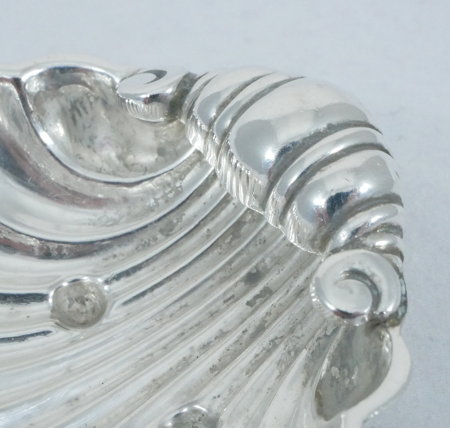Antique Vintage 1970 Sterling Silver Sea Shell Butter Soap Dish Bowl Plate Small
