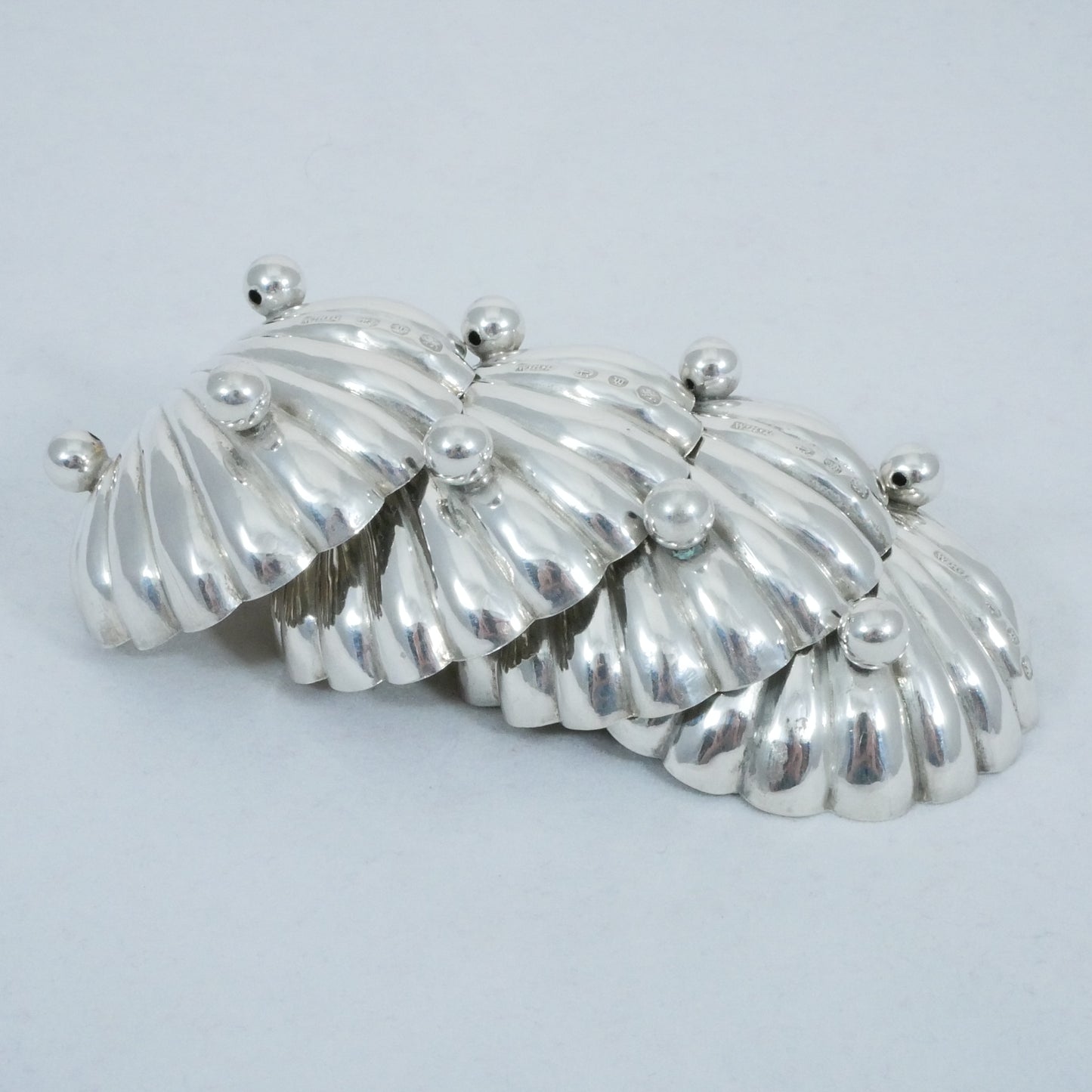 Antique Victorian 1896 Set 4 Sterling Silver Shell Butter Soap Dish Bowls Plates