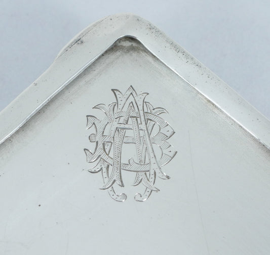 Antique Art Deco 1925 Large Sterling Silver Cigarette Card Case Engine Turned