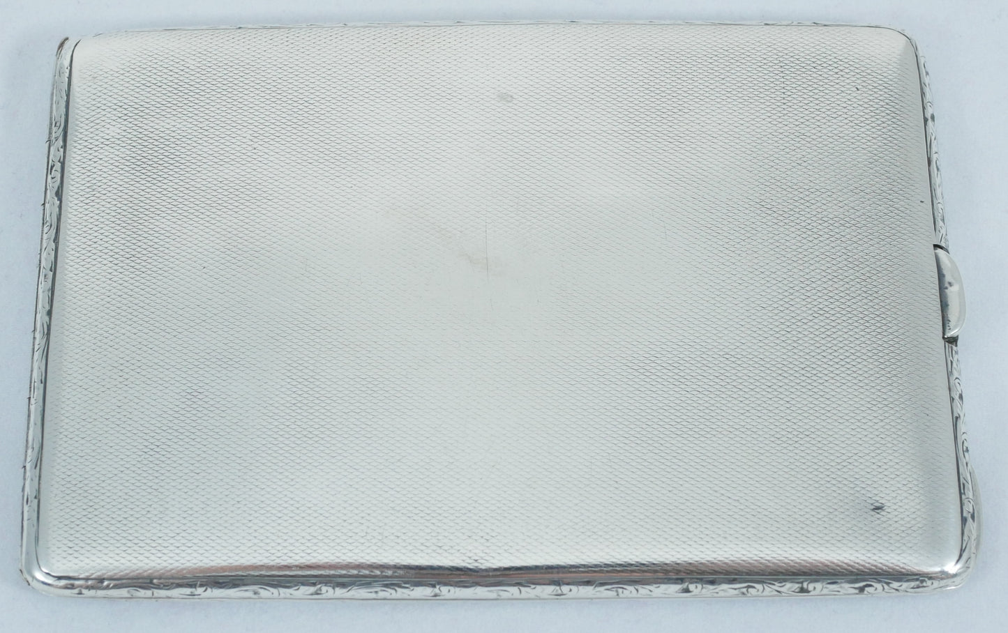 Antique Art Deco 1925 Large Sterling Silver Cigarette Card Case Engine Turned