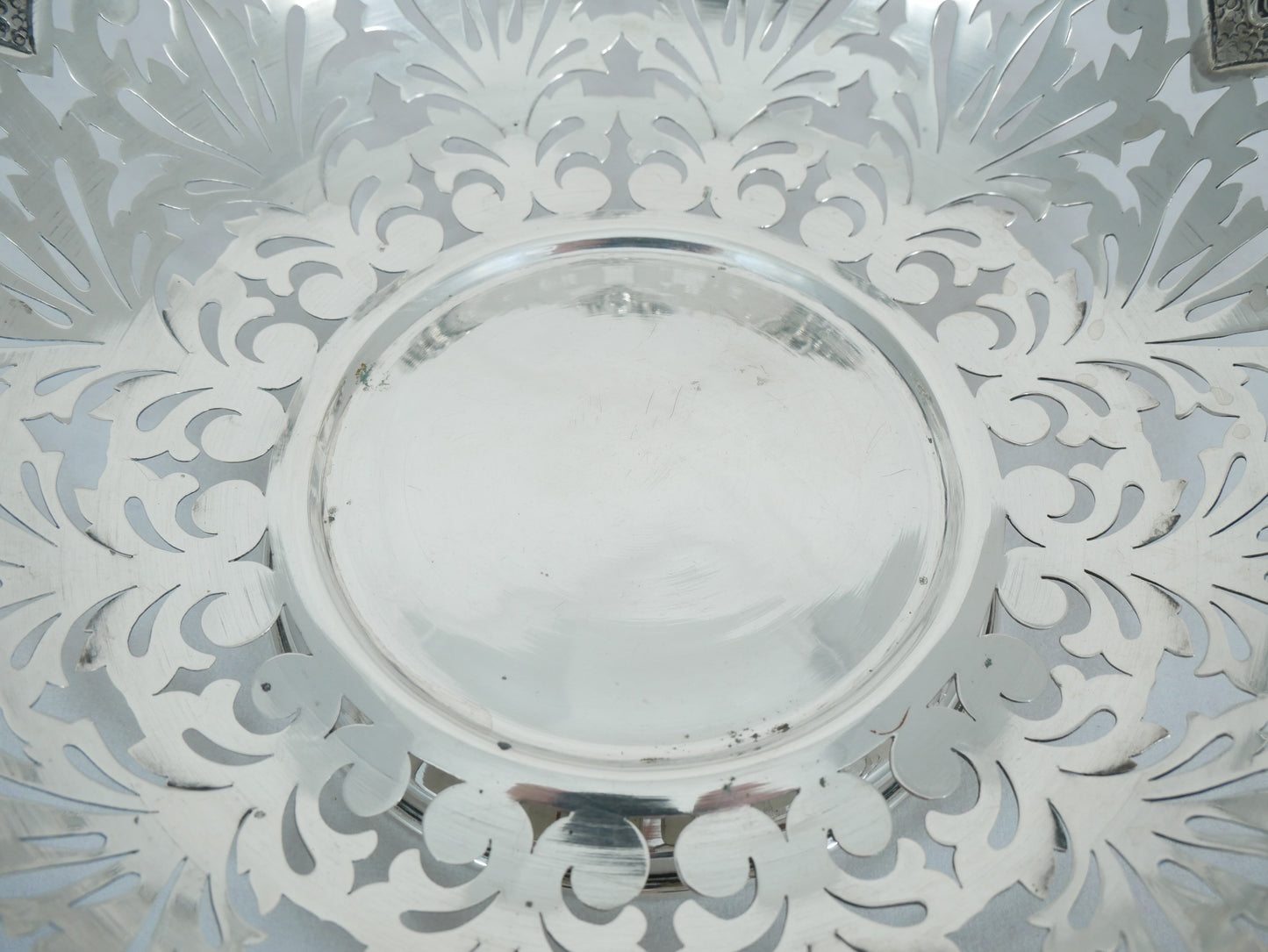 Antique Portuguese Solid 833 Silver Large 28cm Fruit Serving Bowl Dish Sterling