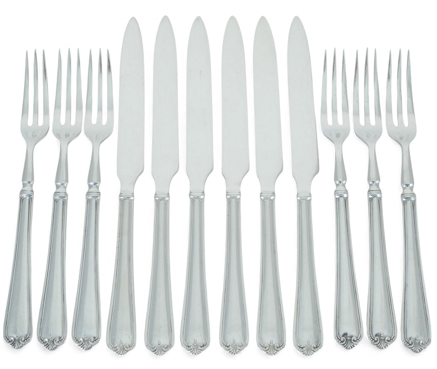 Antique Art Deco 1927 12pc Jesmond Sterling Silver Fruit Dessert Cutlery Set