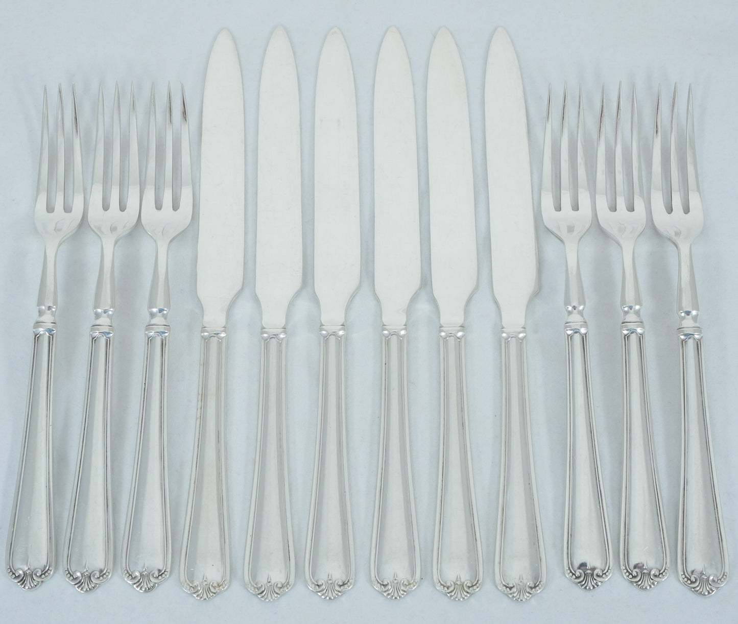 Antique Art Deco 1927 12pc Jesmond Sterling Silver Fruit Dessert Cutlery Set