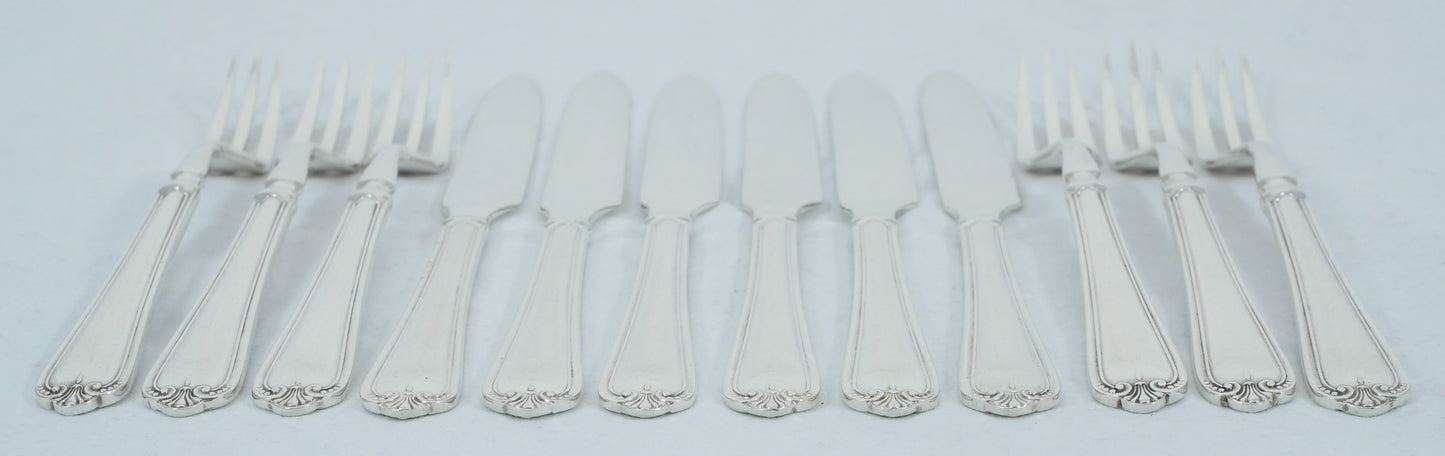 Antique Art Deco 1927 12pc Jesmond Sterling Silver Fruit Dessert Cutlery Set