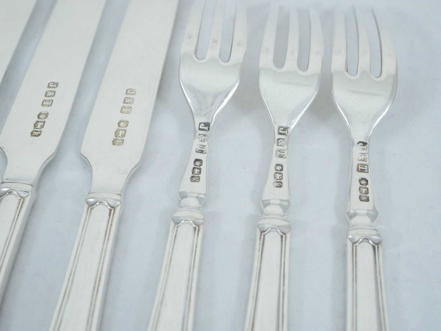 Antique Art Deco 1927 12pc Jesmond Sterling Silver Fruit Dessert Cutlery Set