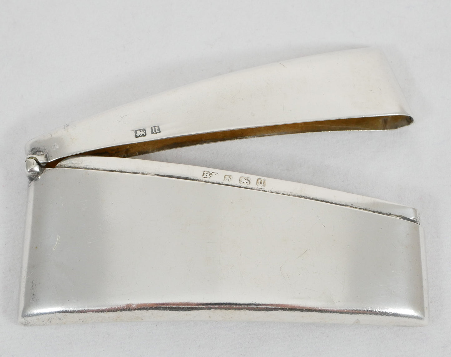 Antique Edwardian 1919 Sterling Silver Hip Shape Card Case No Monogram Curved