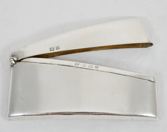 Antique Edwardian 1919 Sterling Silver Hip Shape Card Case No Monogram Curved