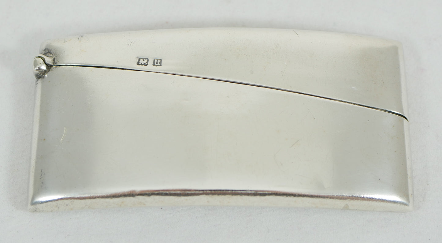 Antique Edwardian 1919 Sterling Silver Hip Shape Card Case No Monogram Curved