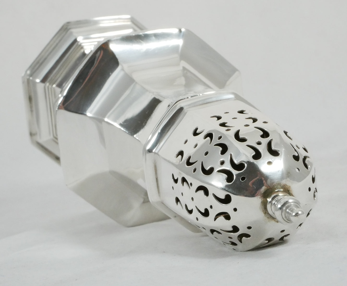Antique Edwardian 1907 Large Sterling Silver Sugar Caster Muffineer Octagonal MW