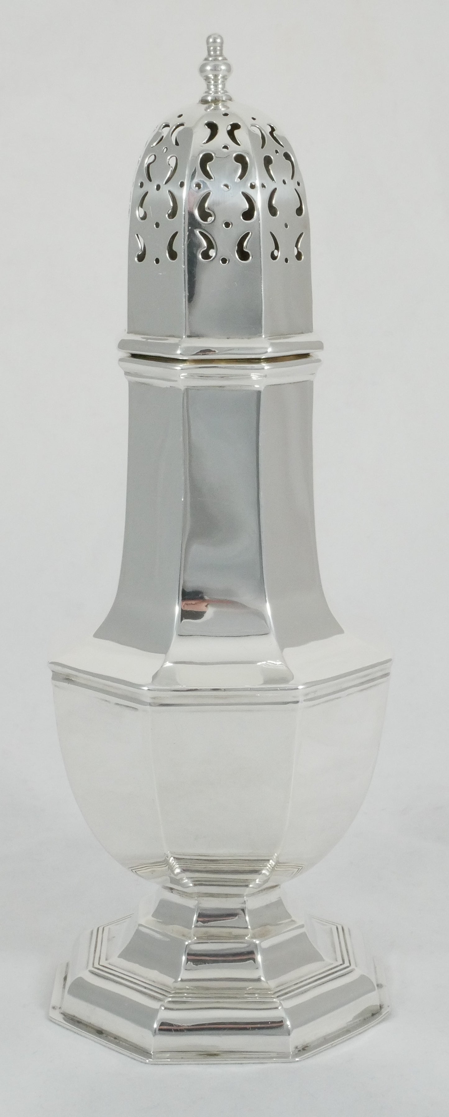 Antique Edwardian 1907 Large Sterling Silver Sugar Caster Muffineer Octagonal MW