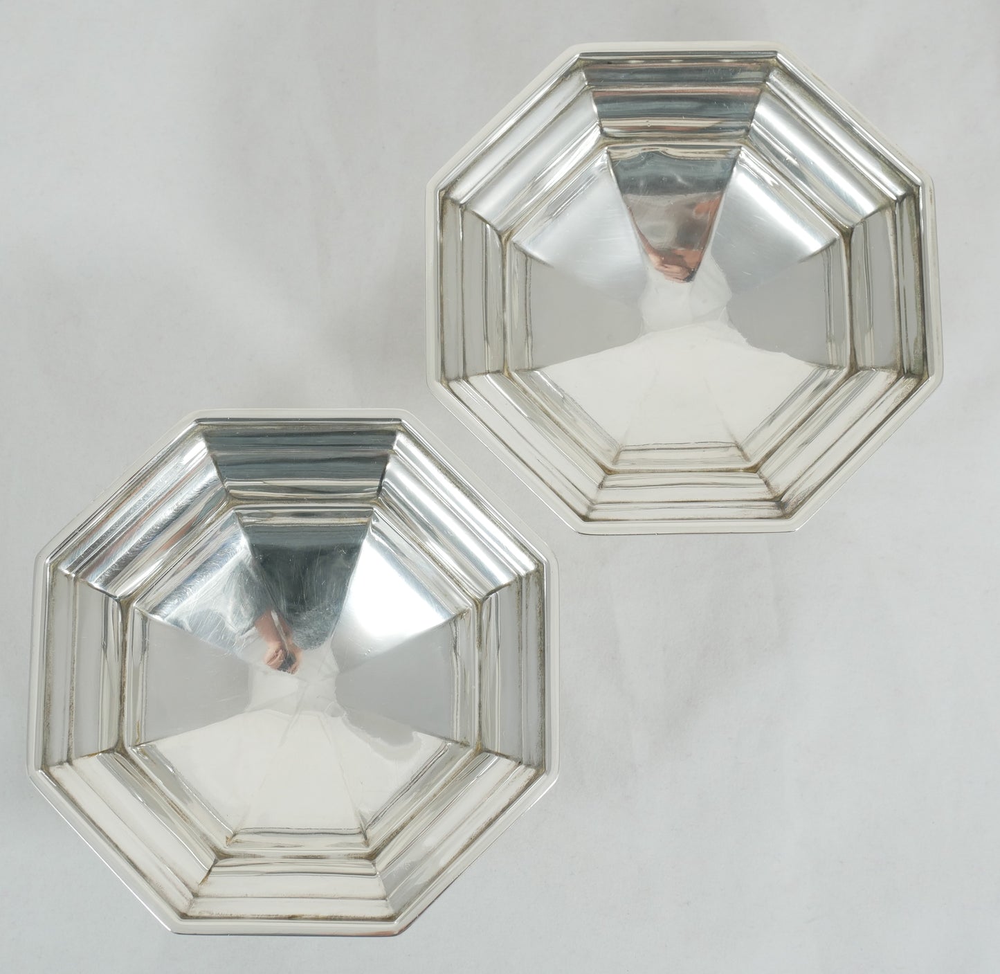 Antique Edwardian 1907 Pair of Octagonal Bon Bon Dishes Nut Sweet Bowls Comports