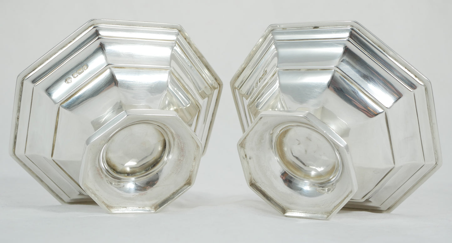 Antique Edwardian 1907 Pair of Octagonal Bon Bon Dishes Nut Sweet Bowls Comports
