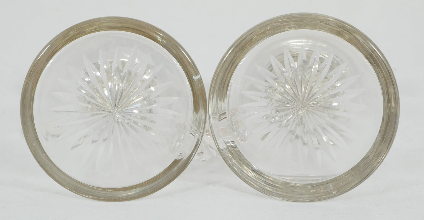 Antique Art Deco 1924 Pair Sterling Silver Whisky Noggins & Decanter Labels Tags