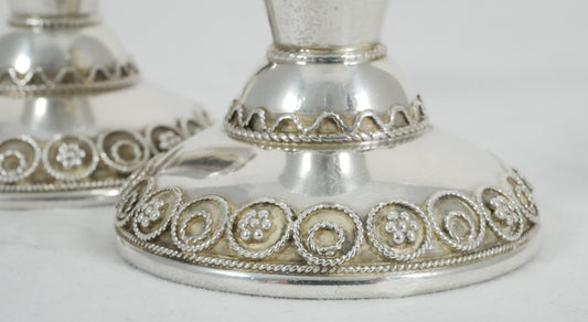 Vintage Pair of Zadok Arts Israel Sterling Silver Small Candlesticks Candle Set