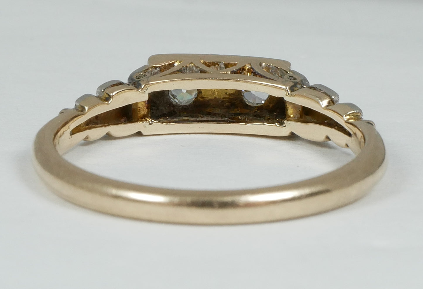 Antique Solid 18ct Yellow Gold & Platinum Toi et Moi 2 Diamond Ring Size 8 P 56