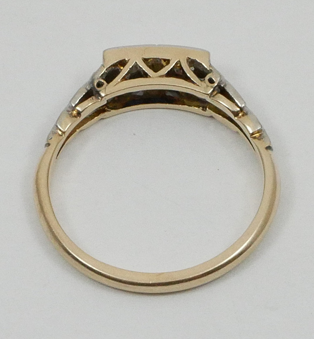 Antique Solid 18ct Yellow Gold & Platinum Toi et Moi 2 Diamond Ring Size 8 P 56