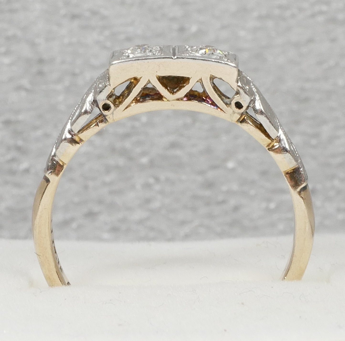 Antique Solid 18ct Yellow Gold & Platinum Toi et Moi 2 Diamond Ring Size 8 P 56