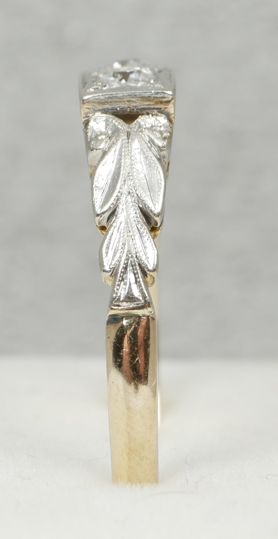 Antique Solid 18ct Yellow Gold & Platinum Toi et Moi 2 Diamond Ring Size 8 P 56
