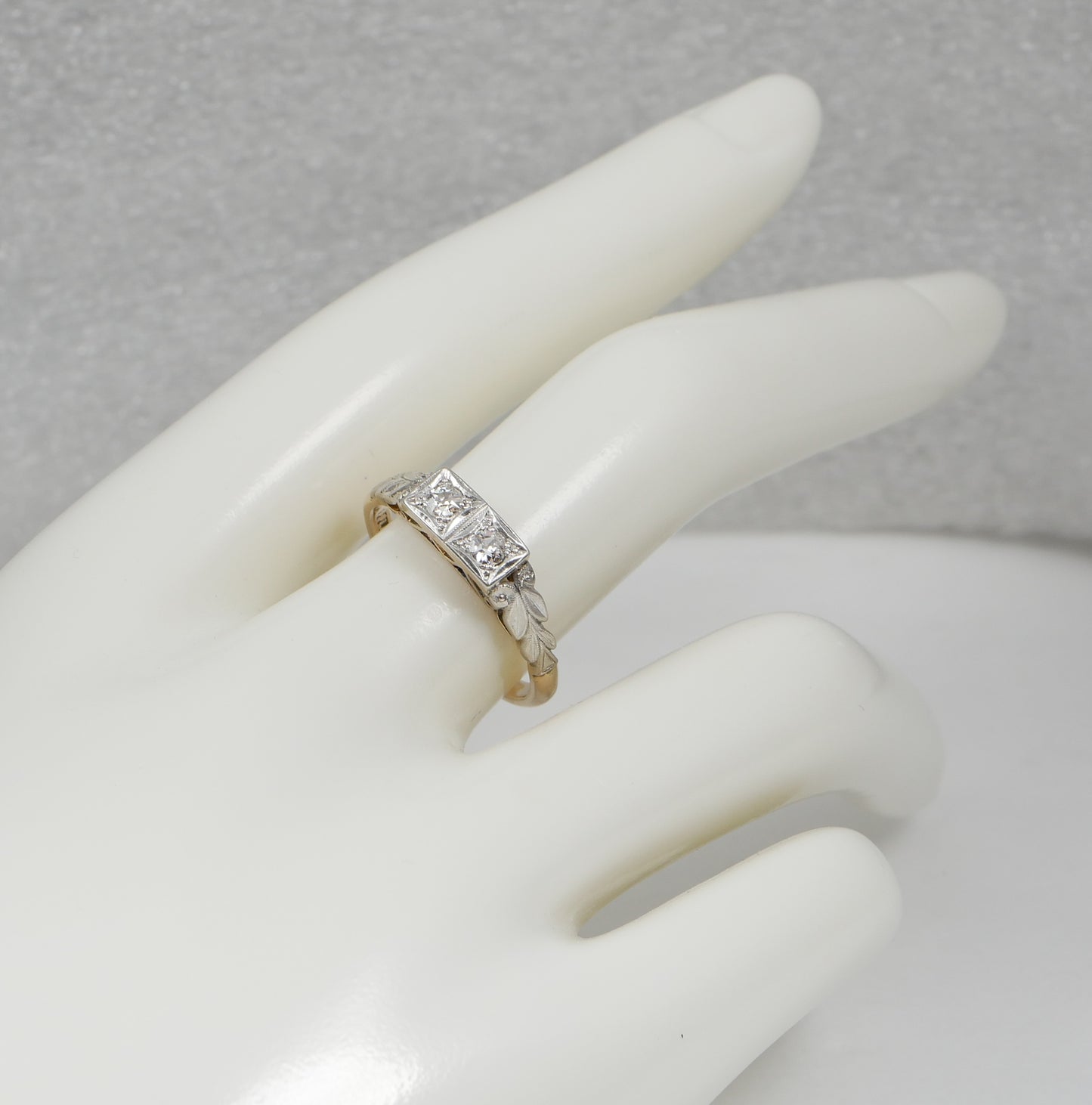 Antique Solid 18ct Yellow Gold & Platinum Toi et Moi 2 Diamond Ring Size 8 P 56