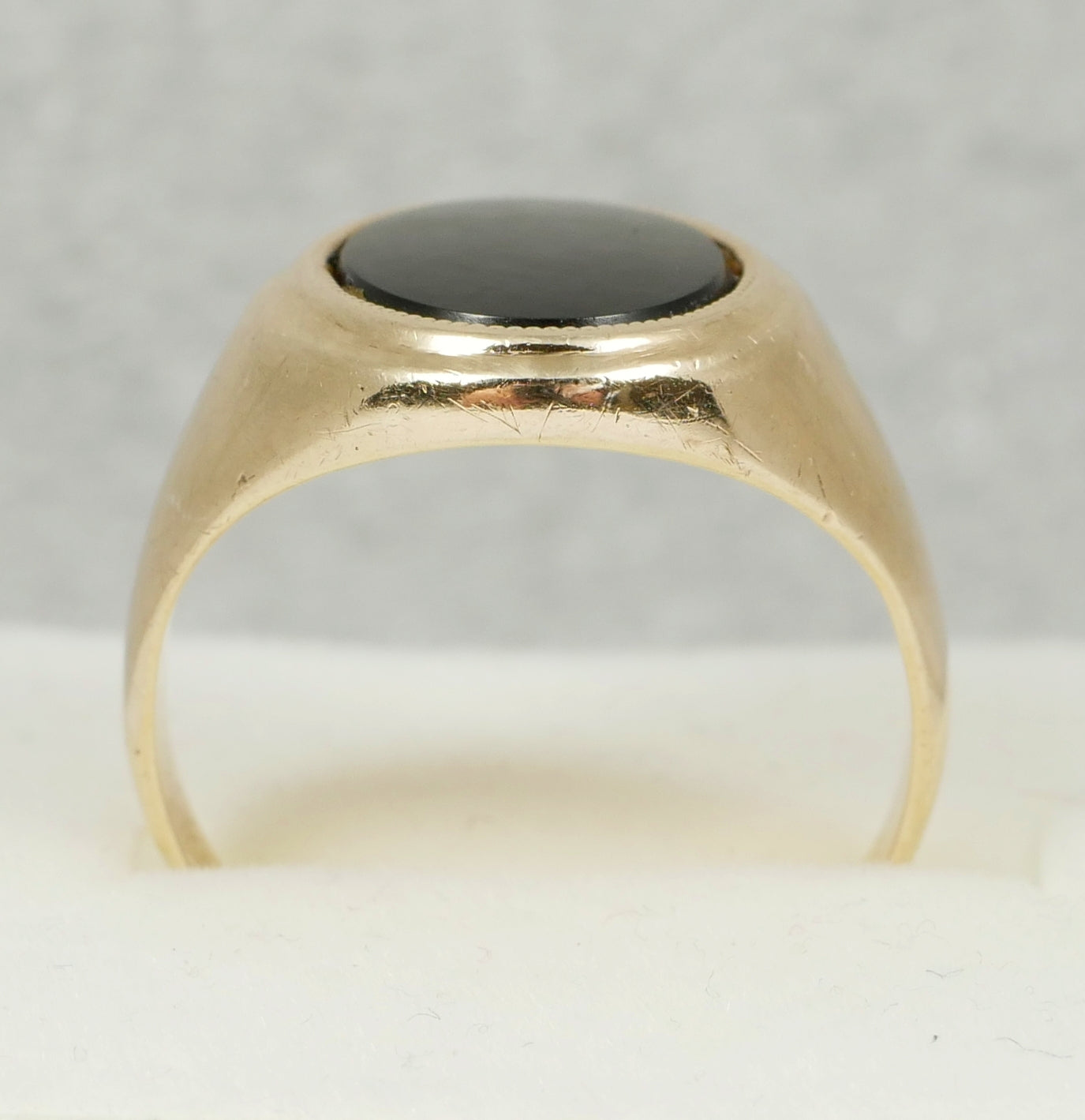 Antique Vintage Solid 12ct Yellow Gold & Oval Onyx Signet Dress Ring Size 8 P 56