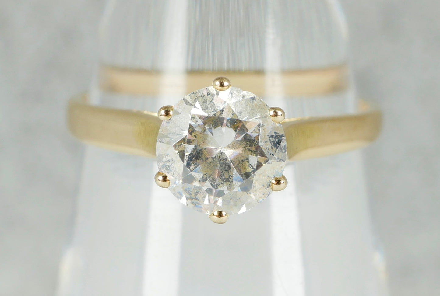 Modern Solid 9ct Yellow Gold 6.5mm CZ Solitaire Engagement Ring Size 5.5 K 50