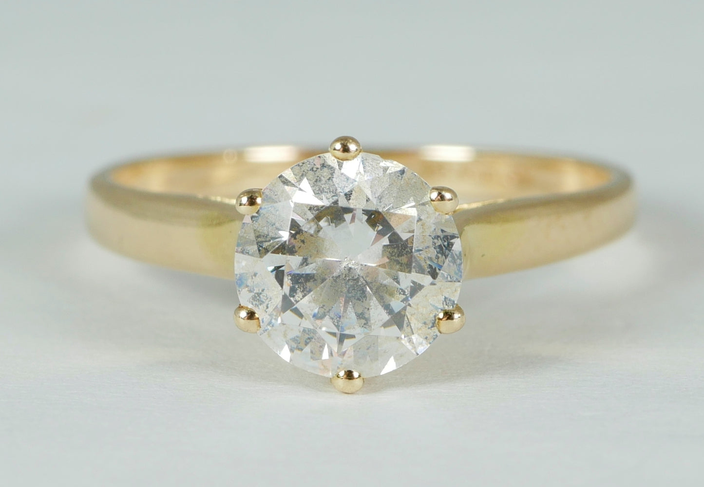 Modern Solid 9ct Yellow Gold 6.5mm CZ Solitaire Engagement Ring Size 5.5 K 50