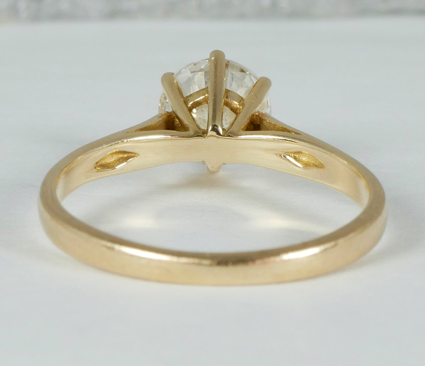 Modern Solid 9ct Yellow Gold 6.5mm CZ Solitaire Engagement Ring Size 5.5 K 50