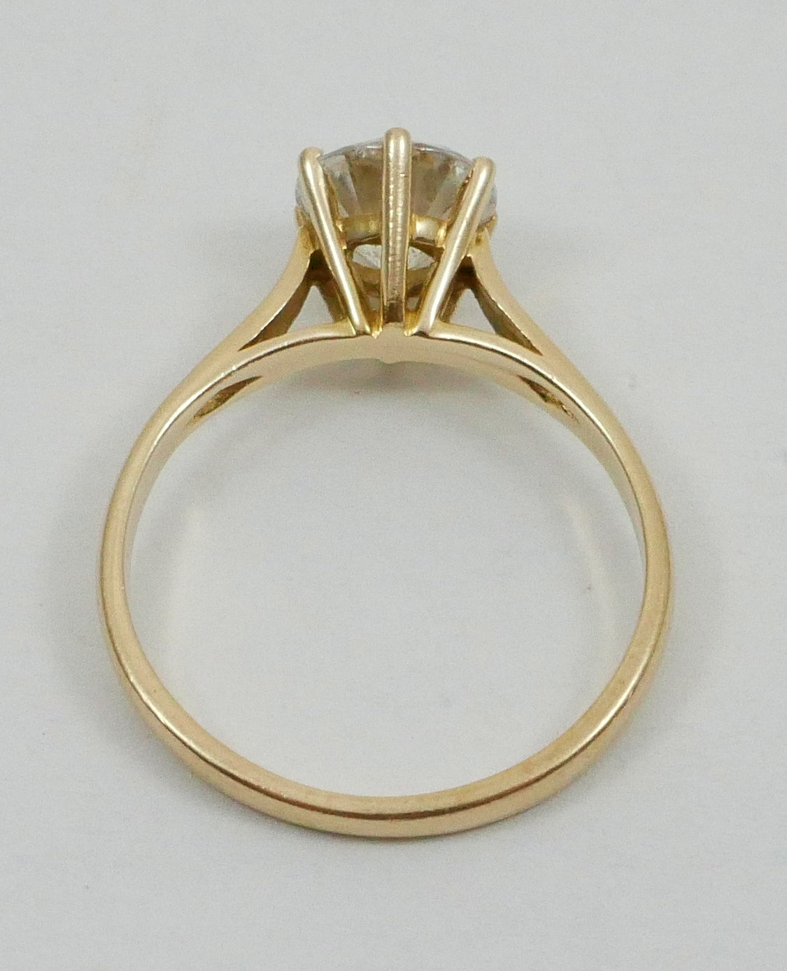 Modern Solid 9ct Yellow Gold 6.5mm CZ Solitaire Engagement Ring Size 5.5 K 50