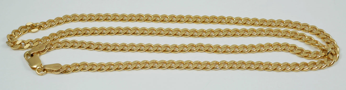 Heavy Solid 9ct Yellow Gold 3mm Cuban Link 45cm 17.7" Unisex Necklace Chain 12gm