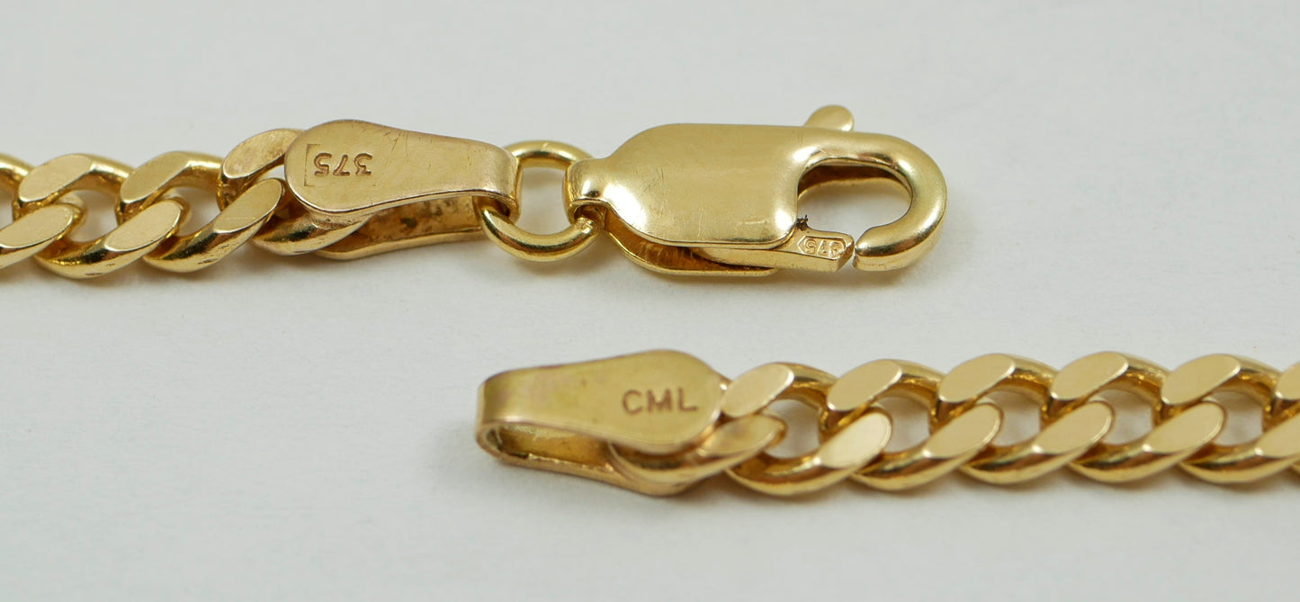 Heavy Solid 9ct Yellow Gold 3mm Cuban Link 45cm 17.7" Unisex Necklace Chain 12gm