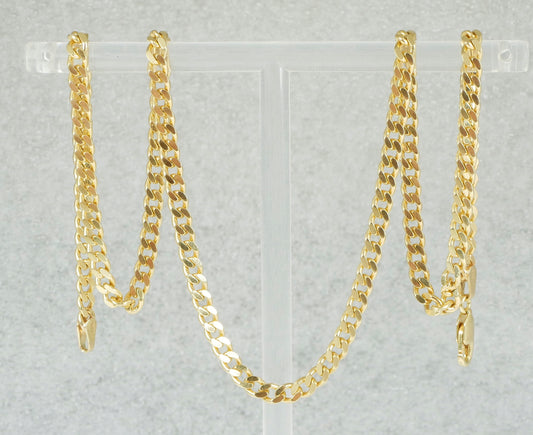 Heavy Solid 9ct Yellow Gold 3mm Cuban Link 45cm 17.7" Unisex Necklace Chain 12gm
