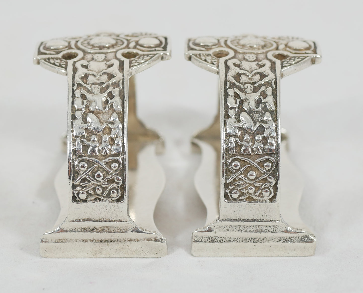 Antique Art Deco 1941 Pair Sterling Silver Celtic Revival Napkin Rings Glasgow