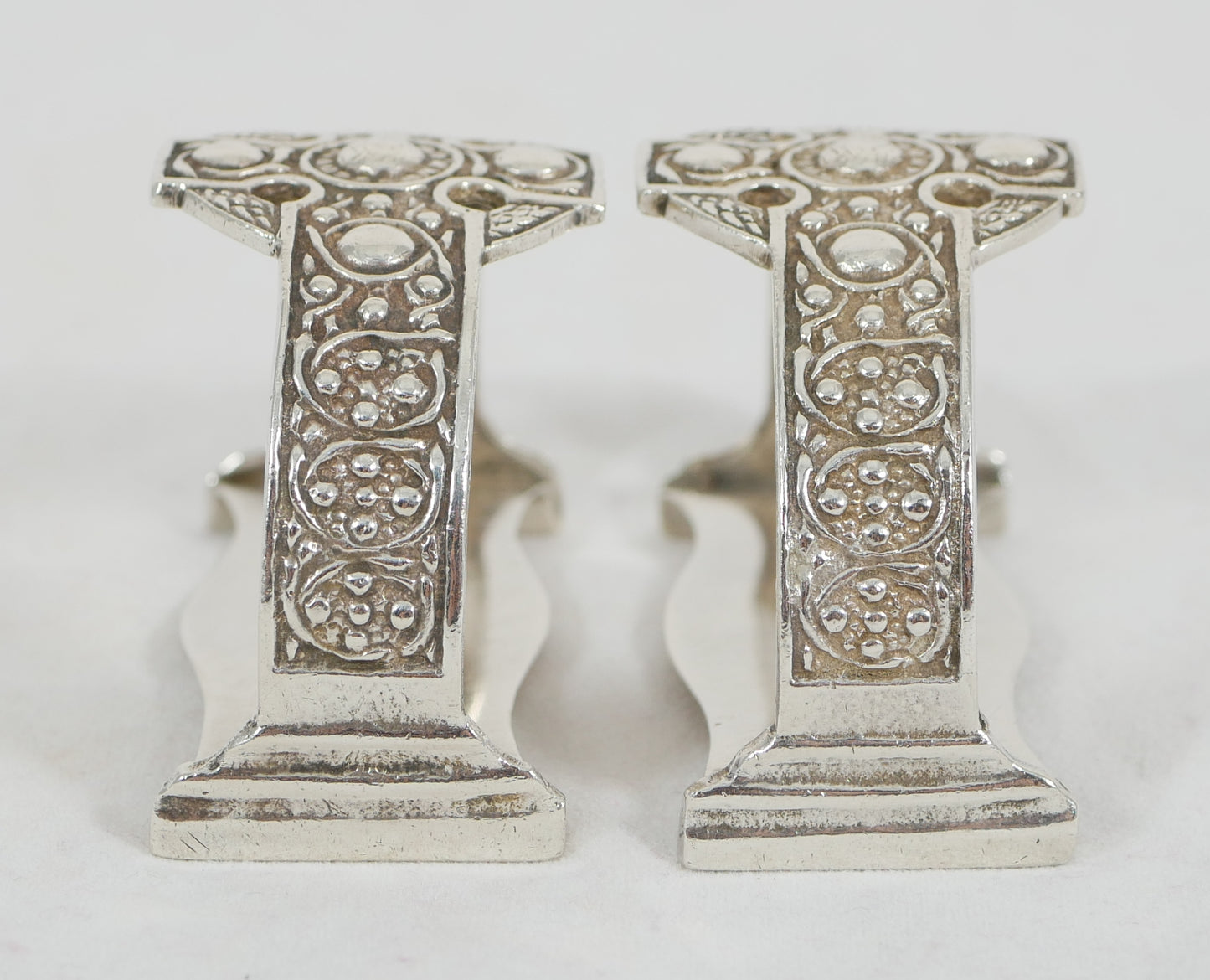 Antique Art Deco 1941 Pair Sterling Silver Celtic Revival Napkin Rings Glasgow