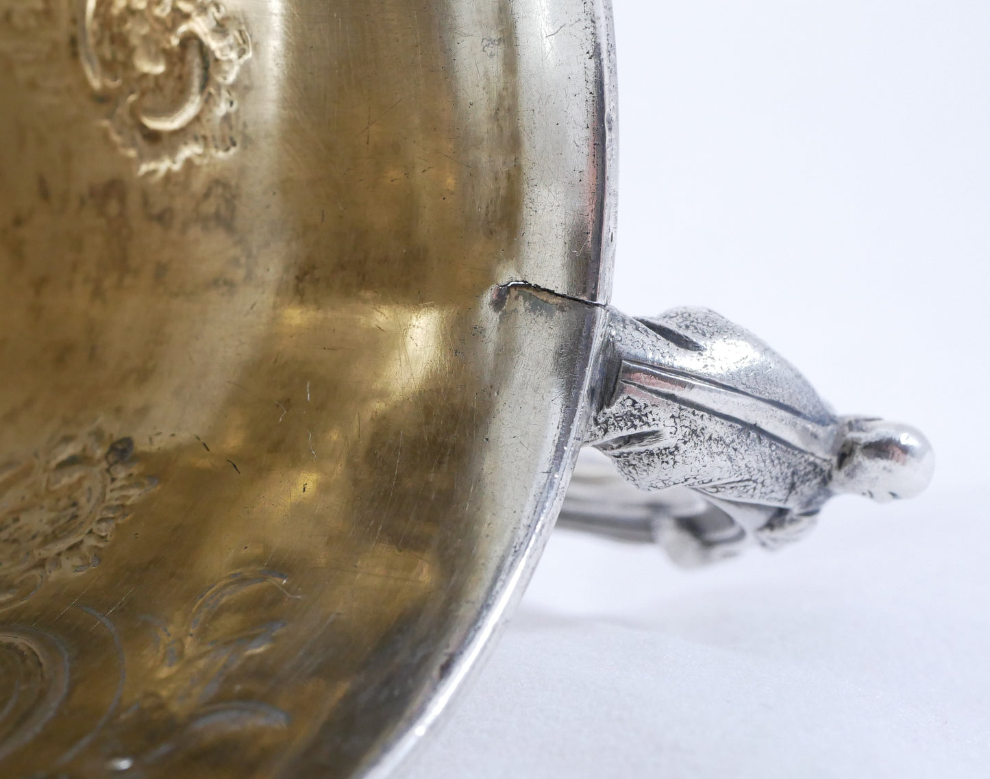 Antique Victorian 1840 Sterling Silver Christening Mug Tankard Cup Repousse JA
