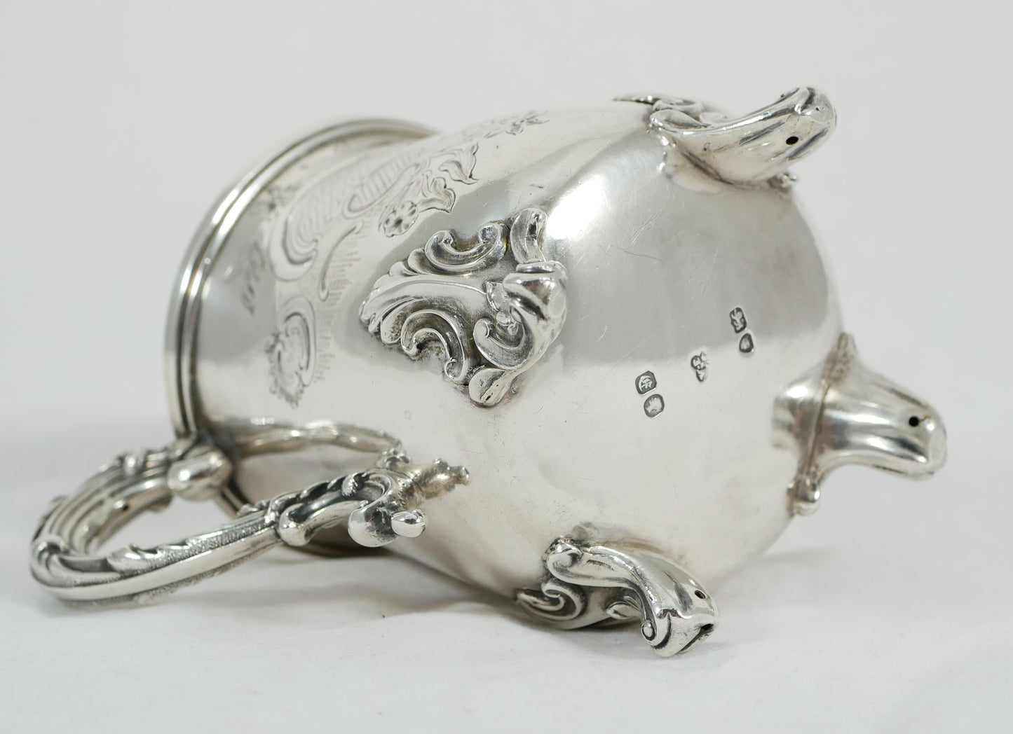 Antique Victorian 1840 Sterling Silver Christening Mug Tankard Cup Repousse JA
