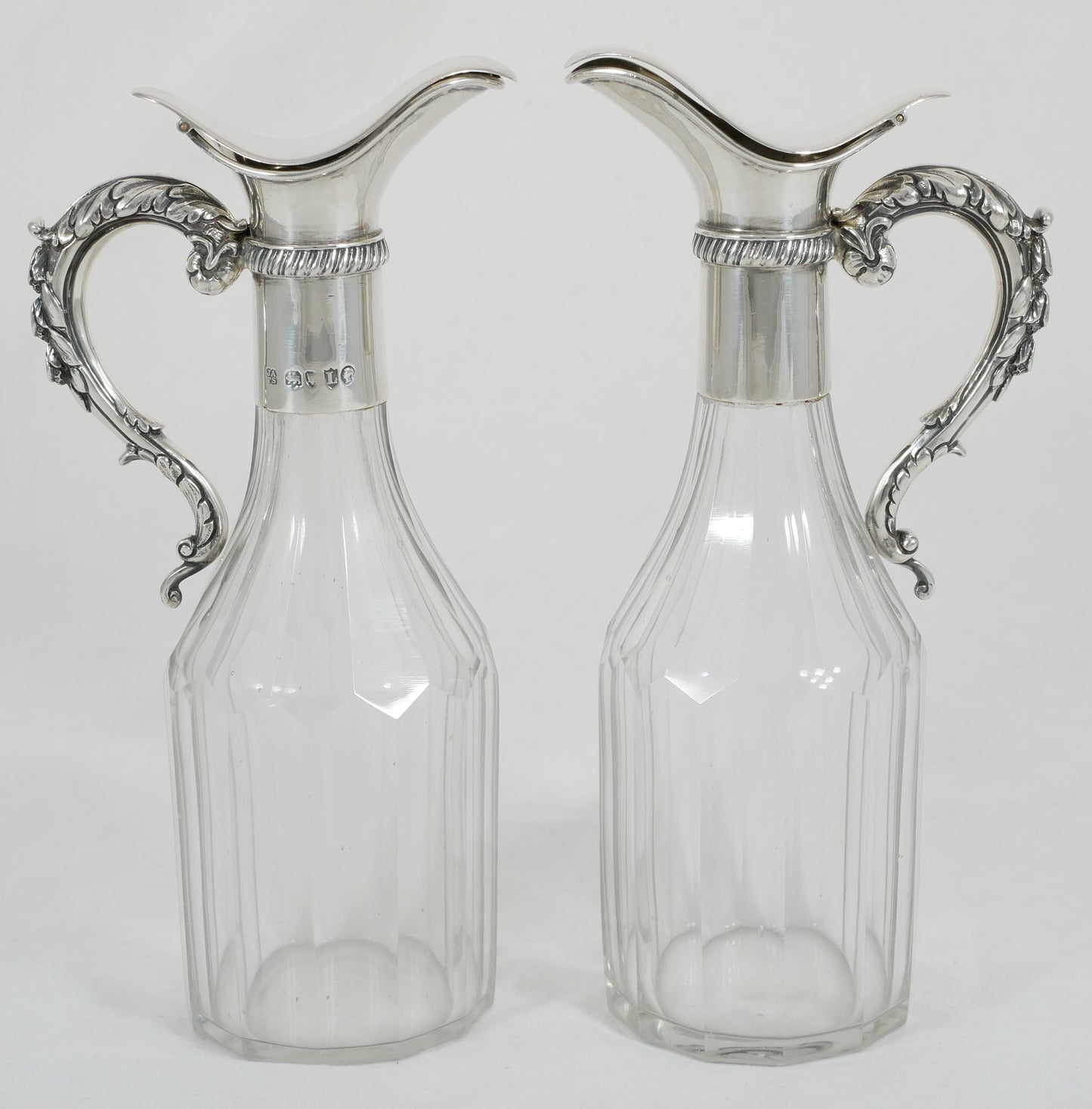 Antique Victorian 1886 Sterling Silver Glass Oil Vinegar Bottle Cruet Set Stand
