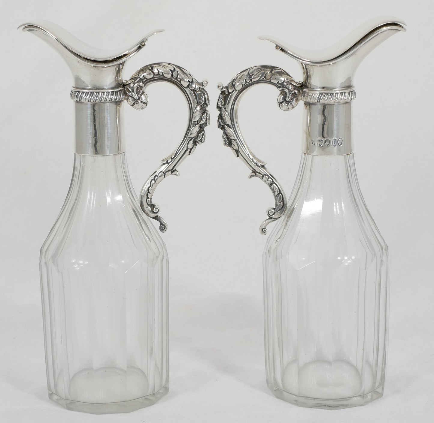 Antique Victorian 1886 Sterling Silver Glass Oil Vinegar Bottle Cruet Set Stand