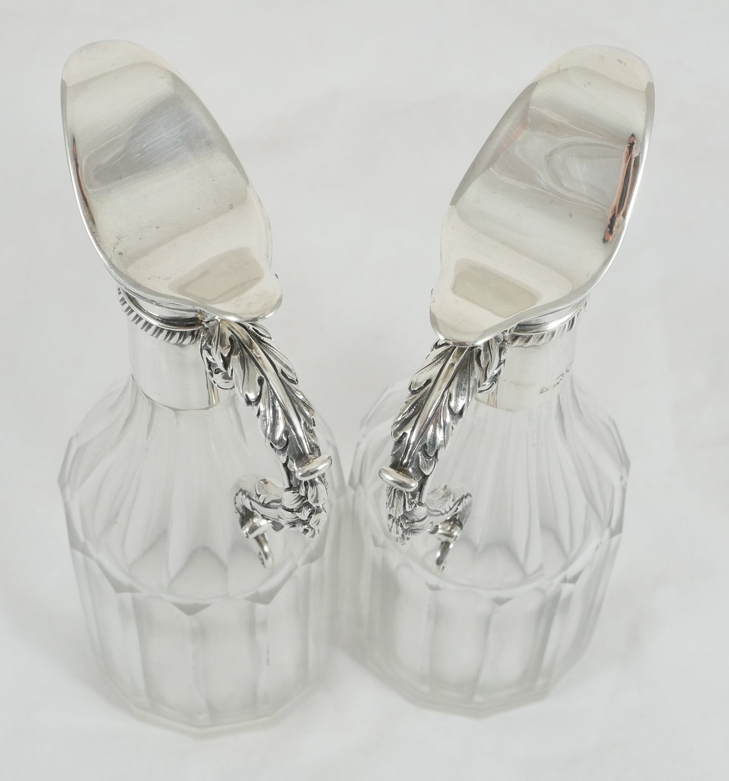 Antique Victorian 1886 Sterling Silver Glass Oil Vinegar Bottle Cruet Set Stand
