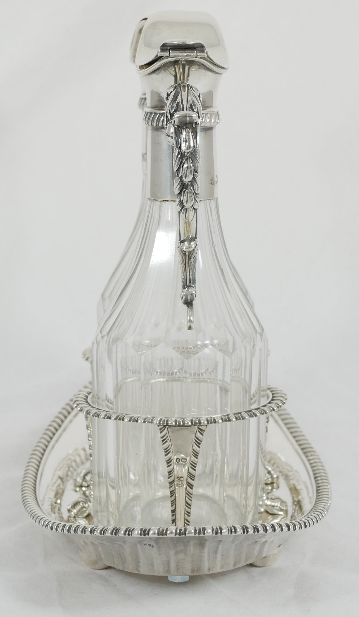 Antique Victorian 1886 Sterling Silver Glass Oil Vinegar Bottle Cruet Set Stand
