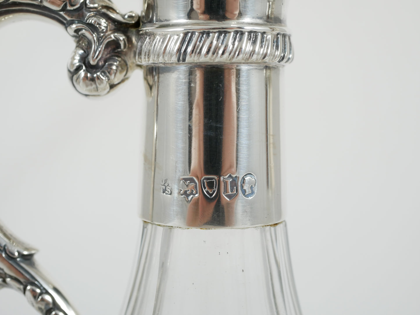 Antique Victorian 1886 Sterling Silver Glass Oil Vinegar Bottle Cruet Set Stand