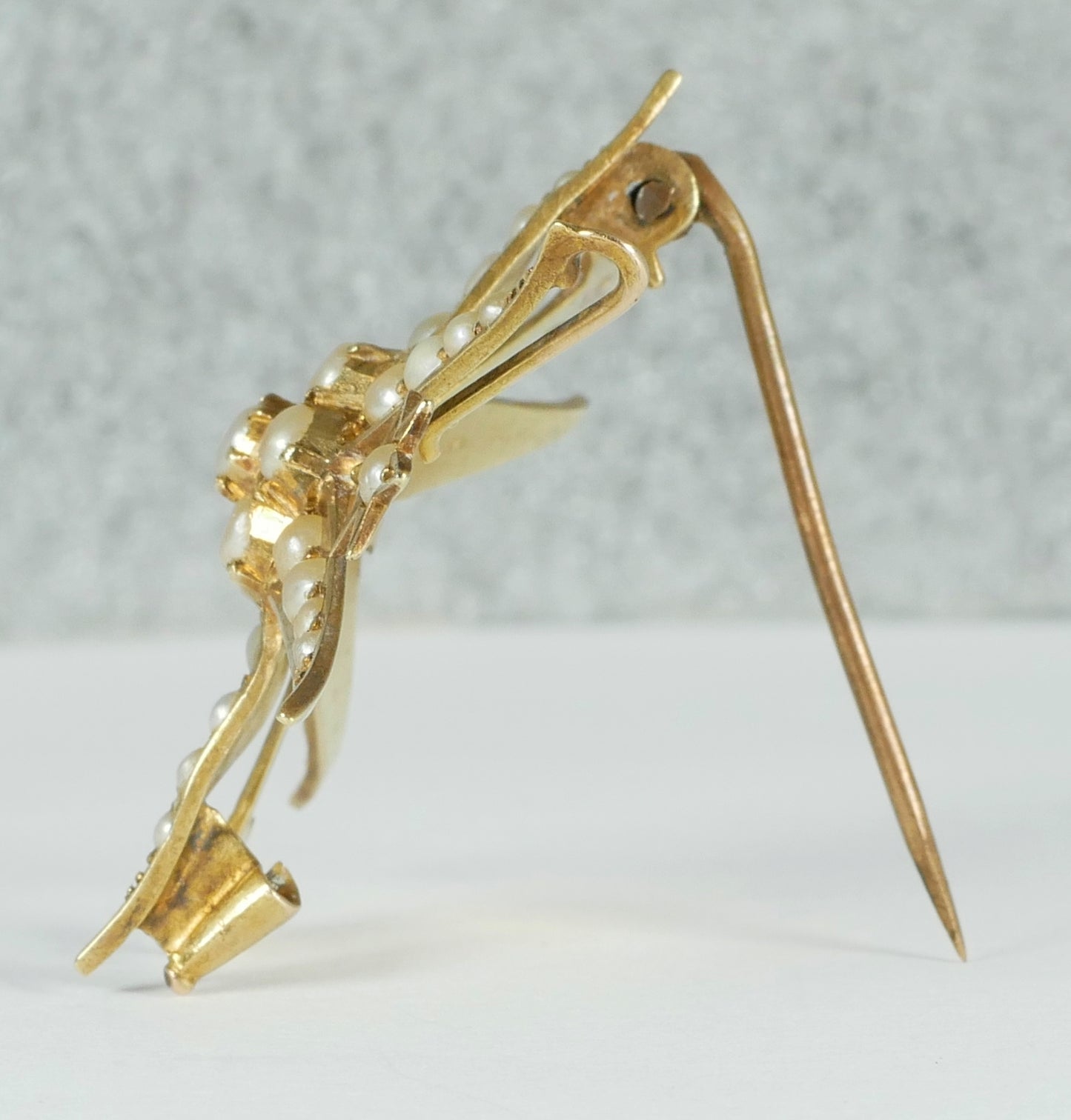 Antique Edwardian Solid 15ct Yellow Gold Sun Starburst Seed Pearl Pendant Brooch