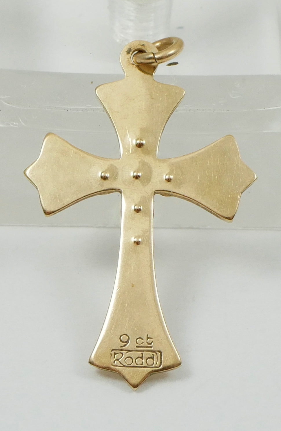 Vintage Rodd Solid 9ct Yellow Gold & Seed Pearl 29mm Cross Necklace Pendant 375