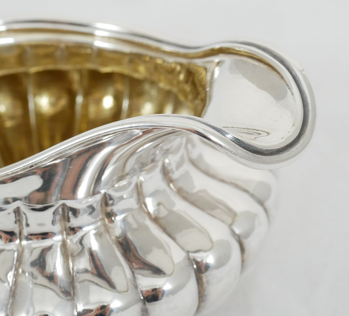 Antique Georgian 1830 Sterling Silver Milk Jug Creamer Melon Shape Fluted Kings