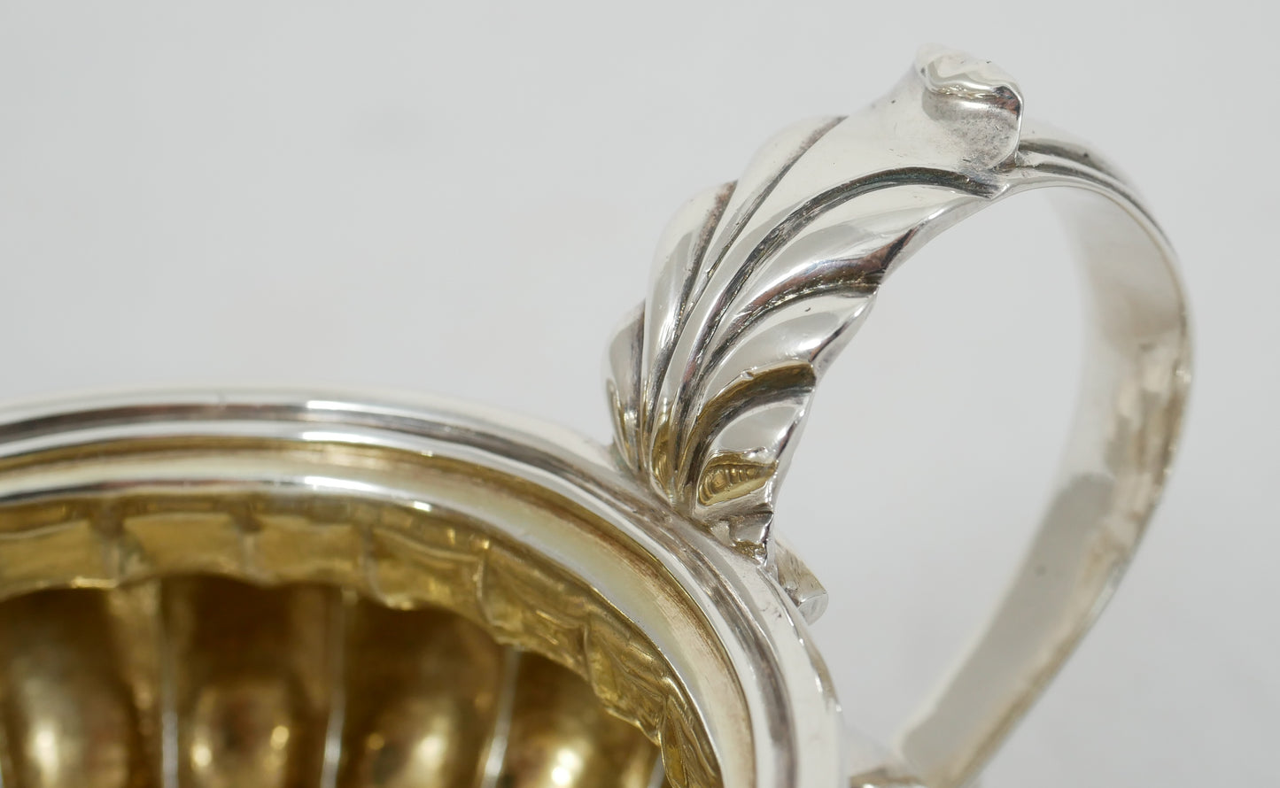 Antique Georgian 1830 Sterling Silver Milk Jug Creamer Melon Shape Fluted Kings