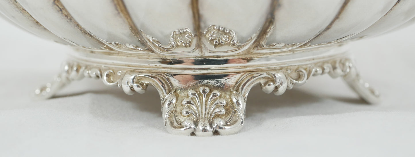 Antique Georgian 1830 Sterling Silver Milk Jug Creamer Melon Shape Fluted Kings