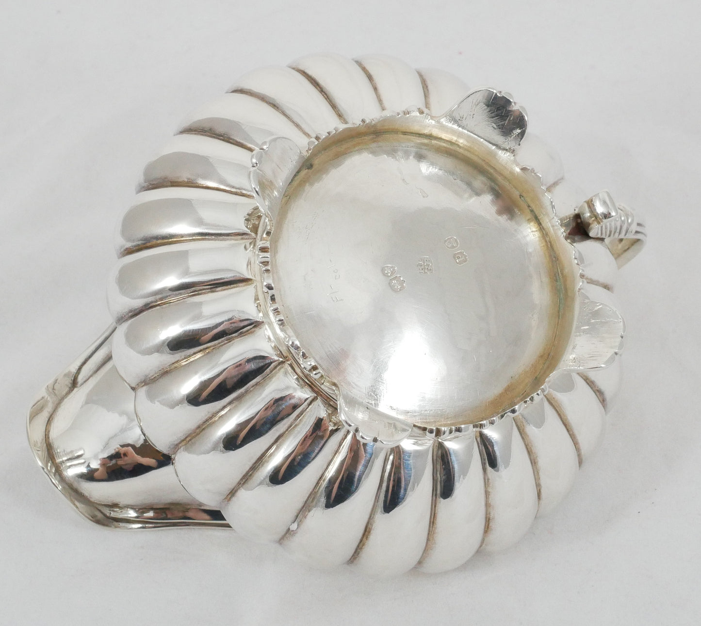 Antique Georgian 1830 Sterling Silver Milk Jug Creamer Melon Shape Fluted Kings
