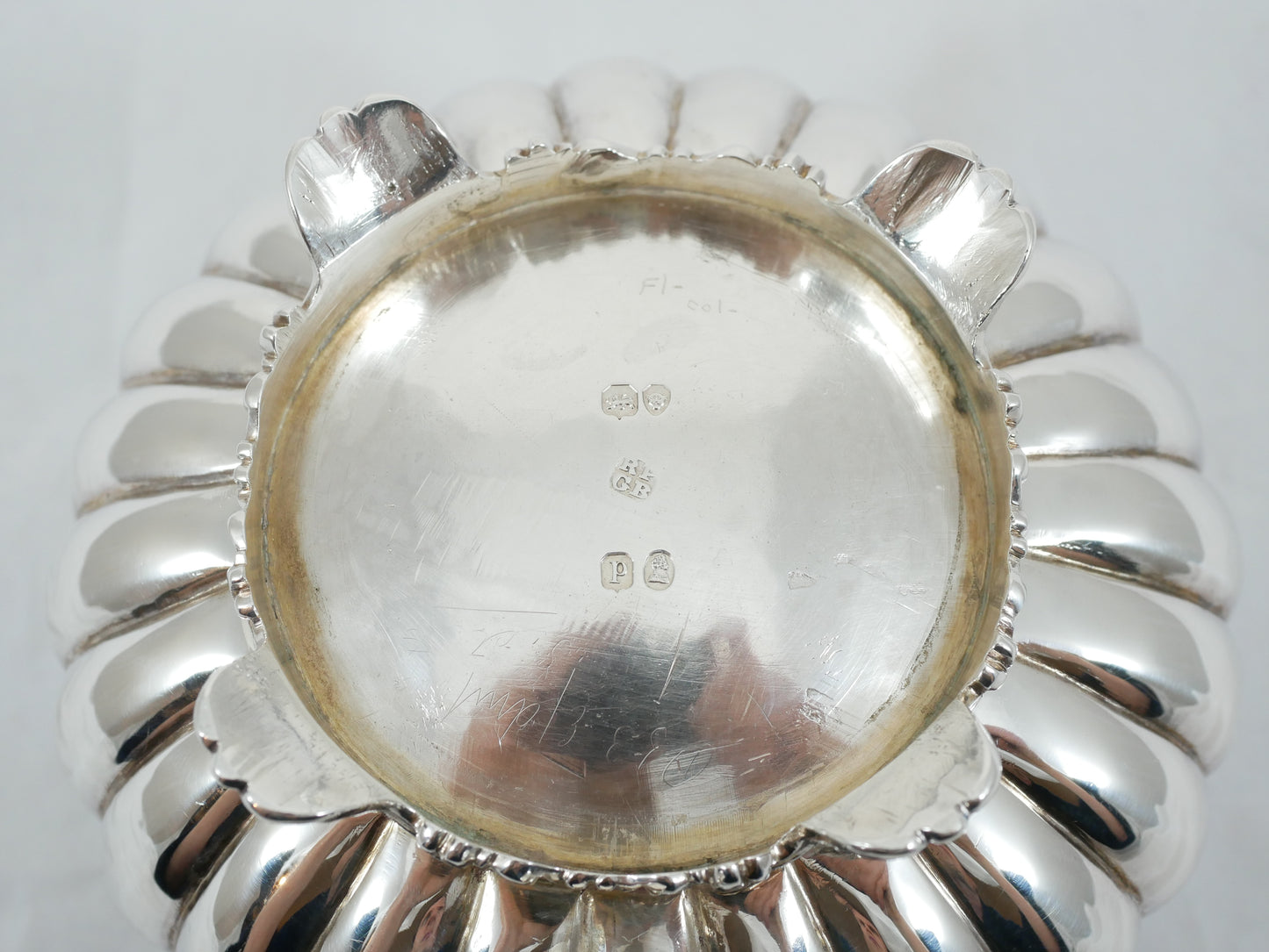 Antique Georgian 1830 Sterling Silver Milk Jug Creamer Melon Shape Fluted Kings
