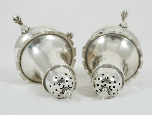 Antique Edwardian 1901 Pair of Sterling Silver Pepper Pots Salt Shaker Set W&H