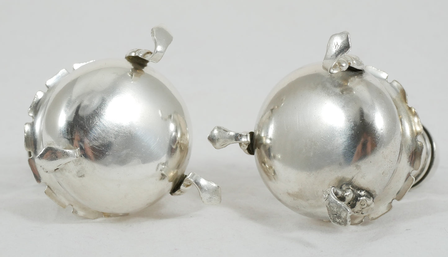 Antique Edwardian 1901 Pair of Sterling Silver Pepper Pots Salt Shaker Set W&H