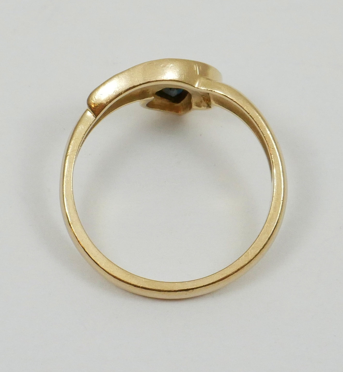 Solid 9ct Yellow Gold Pear Cut Blue Sapphire & Diamond Dress Ring Size 7.5 O 55